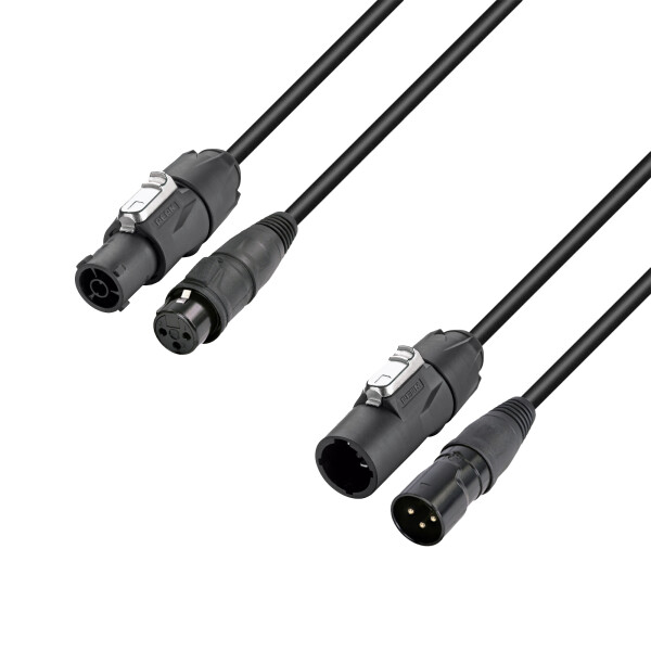 4 STAR H TCON D 1000 - Câble hybride | Secteur et DMX | XLR 3 broches x X Series IP65 | 10 m