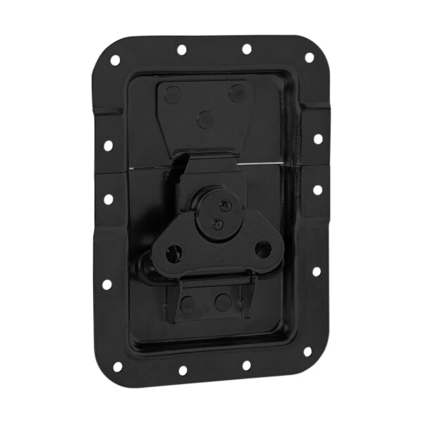 17251 S BLK - Chiusura a farfalla, grande, con molla di ritorno e leva piegata, in piastra da incasso di 14 mm di profondità, colore nero