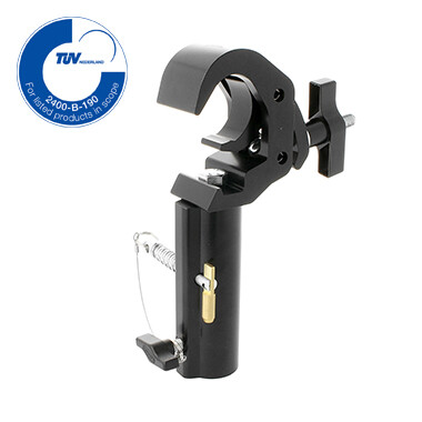 Quick Trigger "TV" Clamp 38-51mm, mit Aufnahme für 28mm TV-Zapfen, SWL 250kg, Schwarz