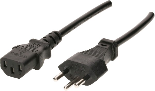 Max Hauri Geräte-Anschlussleitung T12 auf IEC C13, 2 m, schwarz, 3 × 1,0 mm², vergossen