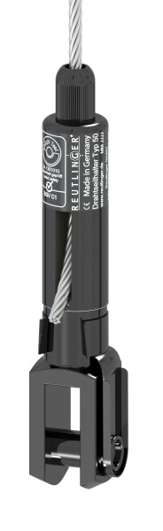 Drahtseilhalter Typ 50SV III ZW, GABEL+B schwarz Stahlseil; 4mm=60kg / 5mm=90kg
