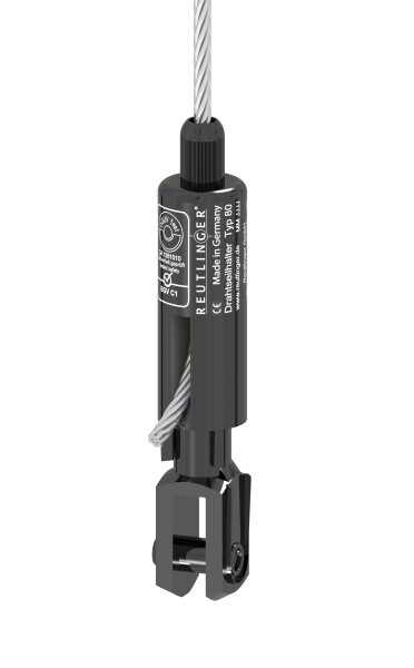 Drahtseilhalter Typ 80SV III ZW, GABEL+Bo schwarz Stahlseil; 6mm=135kg/ 8mm=240kg
