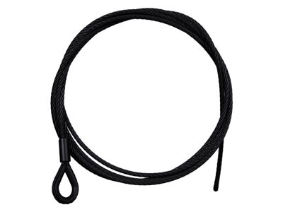 Abhängeseil 6mm, SCHWARZ Länge: 5 Meter Kausche, Seilende verzinnt, BGV-C1:190kg