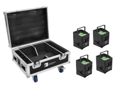 Set 4x AKKU IP UP-4 QCL Spot QuickDMX MK2 + Flightcase...