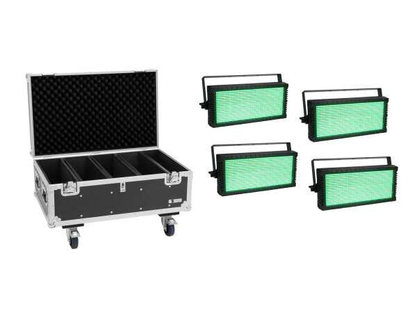 Set 4x LED Strobe SMD PRO 864 DMX RGB + Flightcase