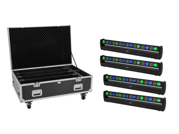 Set 4x LED BAR-8 SWING QCL bar + Flightcase with wheels