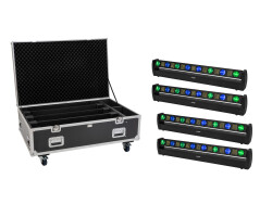 Set 4x LED BAR-8 SWING QCL Leiste + Flightcase mit Rollen