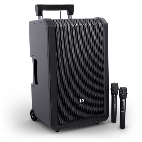 ANNY® 12 HHD2 B6 - 12" Mobiler Bluetooth® PA-Lautsprecher mit Akkus, Mixer und 2 × Funkmikrofonen