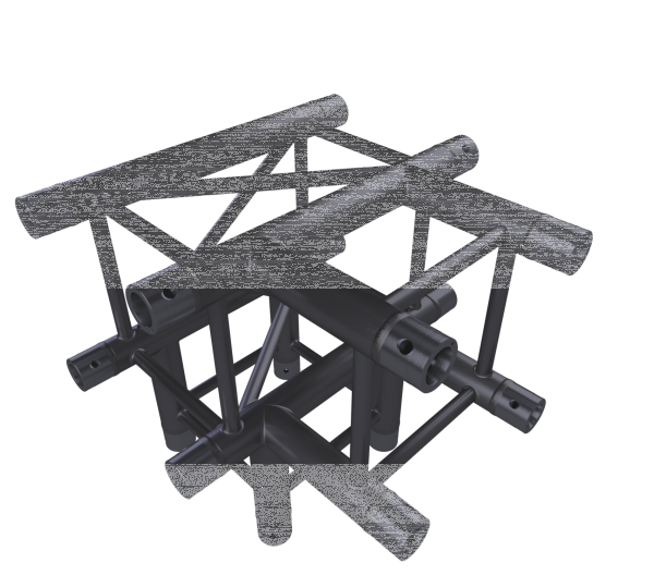 Eurotruss FD34 T-Stück 4-Weg + Down, 50 × 50 × 50 cm, 4-Punkt Traverse, schwarz