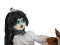 Halloween Figure Girl on rocking Horse, animated, 72cm