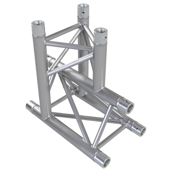 Eurotruss FD33 3-Weg T-Stück mit Up, 50 × 50 cm, 3-Punkt Traverse, Aluminium, silber