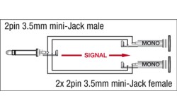 XGA14 - Mini Jack/M mono to 2 x Mini Jack/F
