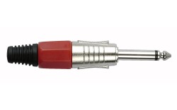 6.3 mm Jackplug Mono, Nickel housing Red endcap