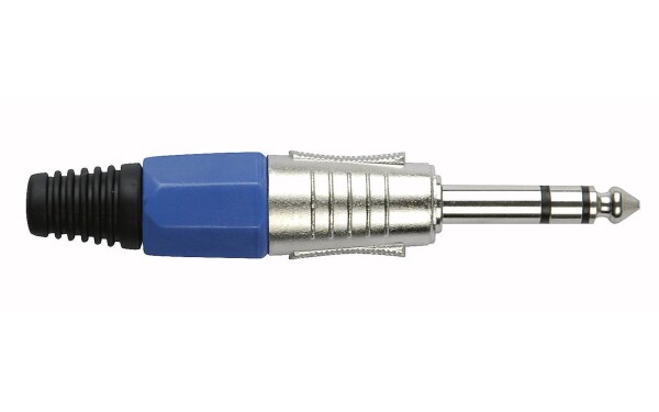 6.3 mm Jackplug Stereo, Nickel housing Blue endcap