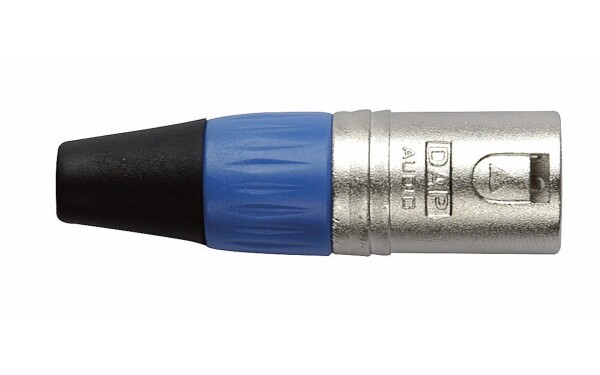 XLR 3p. Connector Male, Nickel housing Blue endcap