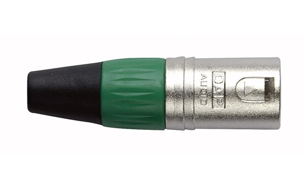XLR 3p. Connector Male, Nickel housing Green endcap
