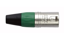 XLR 3p. Connector Male, Nickel housing Green endcap