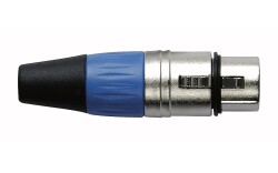 XLR 3p. Connector Female Nickel housing Blue