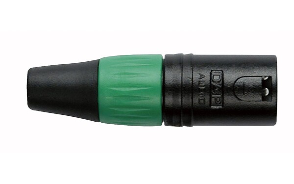 XLR 3p. Connector Male, Black housing Green endcap