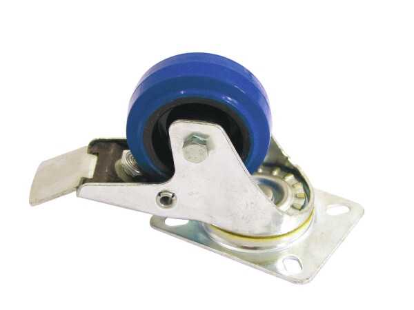 Swivel Castor 80mm blue with brake