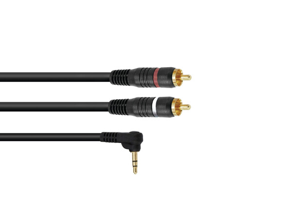 Adapterkabel 3,5 Klinke 90°/2xCinch 3m sw