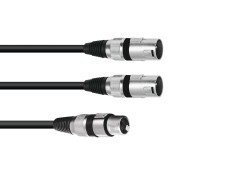 Adaptercable XLR(F)/2xXLR(M) 1.5m bk