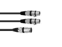 Adaptercable XLR(M)/2xXLR(F) 1.5m bk