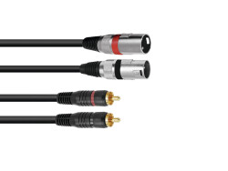 Adapterkabel 2xXLR(M)/2xCinch 3m sw