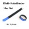 10er Set Klettband / Kabelbinder 15 x 1,6cm blau