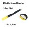 10er Set Klettband / Kabelbinder 15 x 1,6cm gelb