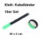 10er Set Klettband / Kabelbinder 20 x 2cm grün