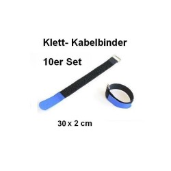 10er Set Klettband / Kabelbinder 30 x 2cm blau
