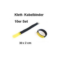 10er Set Klettband / Kabelbinder 30 x 2cm gelb