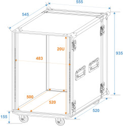 Rack Profi 20HE 45cm mit Rollen