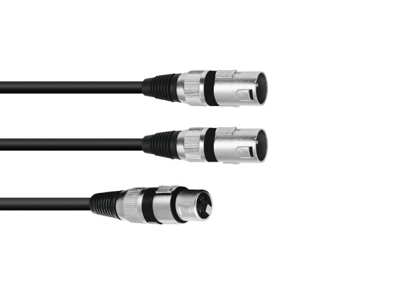 Adaptercable XLR(F)/2xXLR(M) 3m bk
