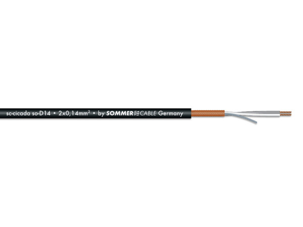 Microphone cable 2x0.14 100m bk CICADA