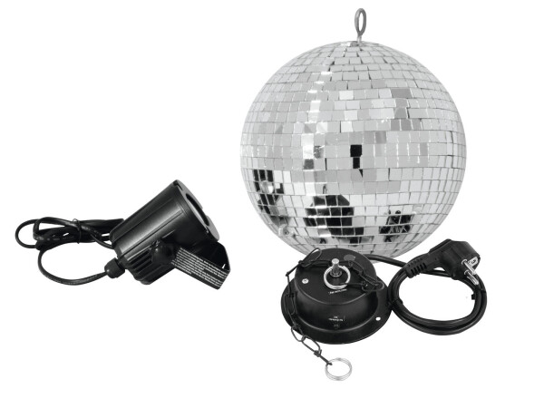 Mirror Ball Set 20cm with LED Spot