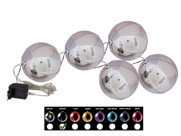 LED Snowball 8cm, black 5x