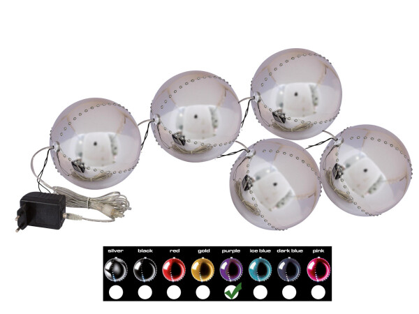 LED Snowball 8cm, purple 5x