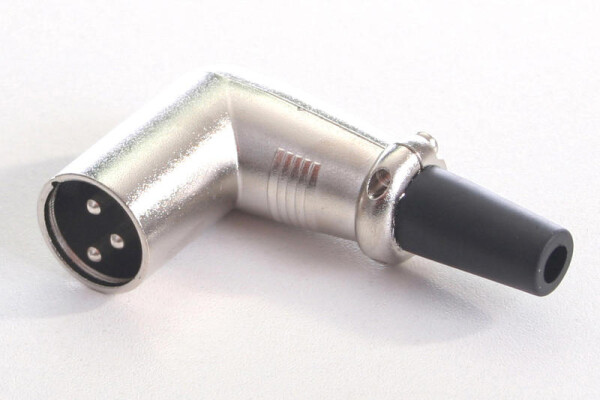 Plug XLR 3pin male 90° Corner silver