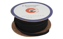 Velcro loop, 2cm wide roll sew on Black 100m