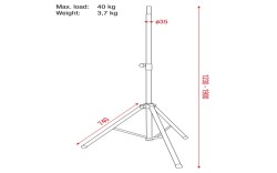 Speaker stand Pro 38-41mm Steel 1230-1900mm 40Kg