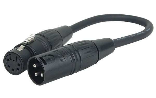 3 pin XLR Male to 5 pin XLR Female 25 cm Black