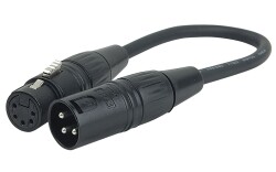 3 pin XLR Male to 5 pin XLR Female 25 cm Black