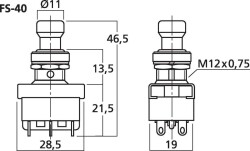 Fussschalter,2 X UM Ø12mm 10A