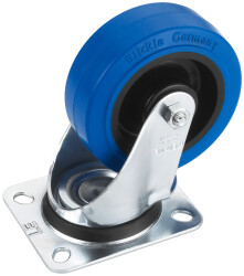 Lenkrolle, elastik Vollgummi, Blue Wheels