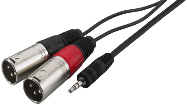 Audiokabel, 1m, 2xXLR m auf 1x3.5mm