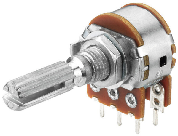 Stereo-Potentiometer, 10 k Ohm, lin.,Mittelrast.