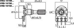 Mono-Potentiometer, 100 k Ohm, lin., 41er-Rastung