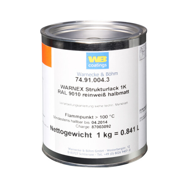 0131 WHI - Strukturlack reinweiß halbmatt 1 kg, RAL 9010